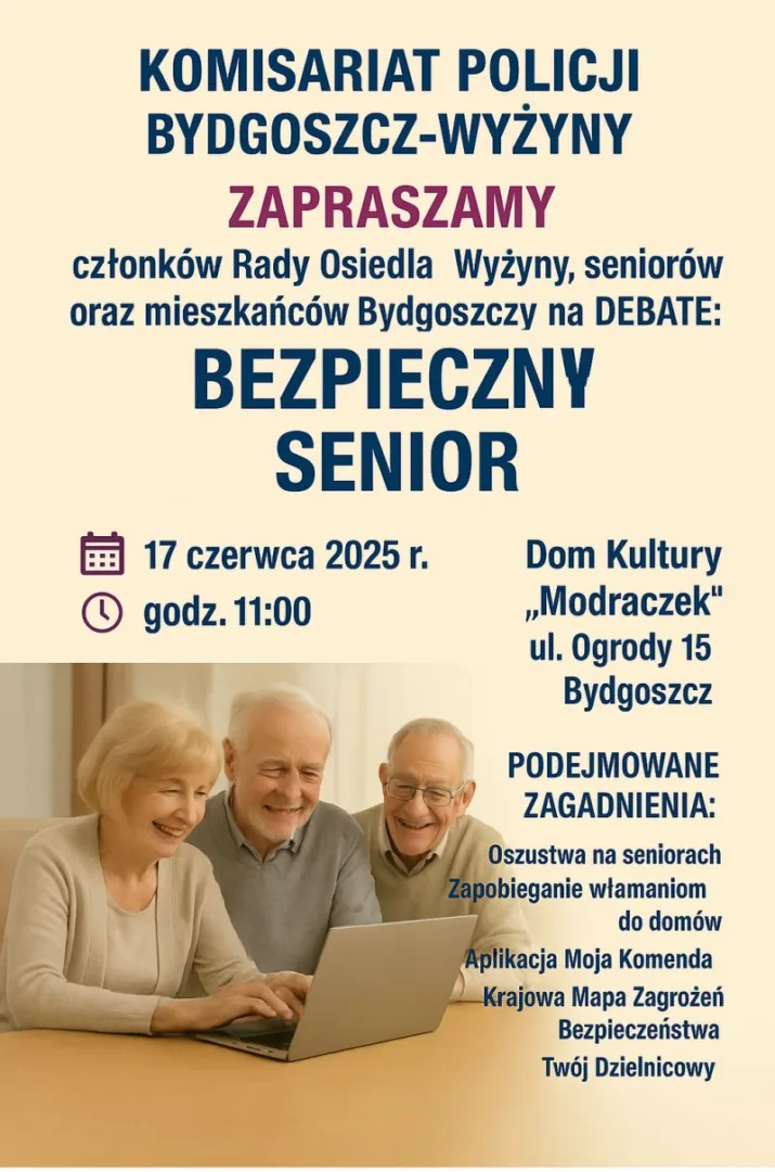 Debata Bezpieczny Senior w DK Modraczek (grafika organizatora)